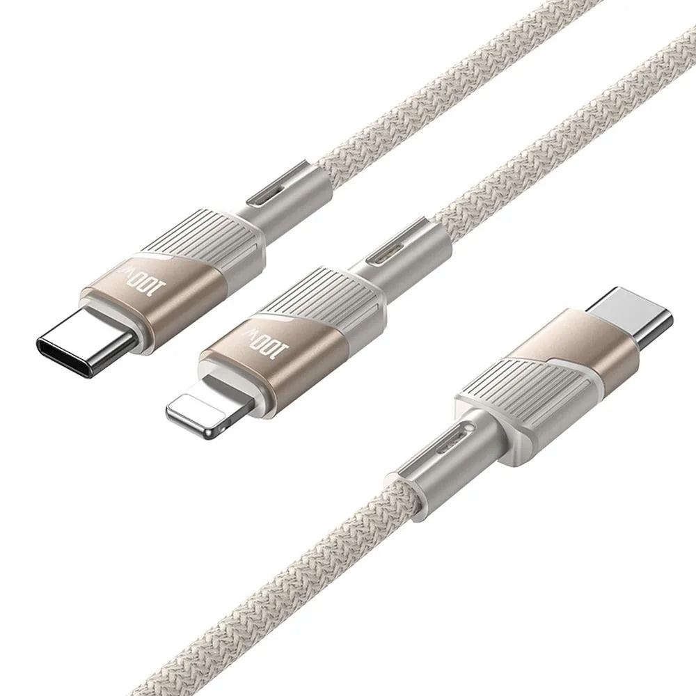 USB-C kabel za podatke i punjenje - 2 x USB-C HOCO U139 2u1, 100W, 1.2m, Zlatni
