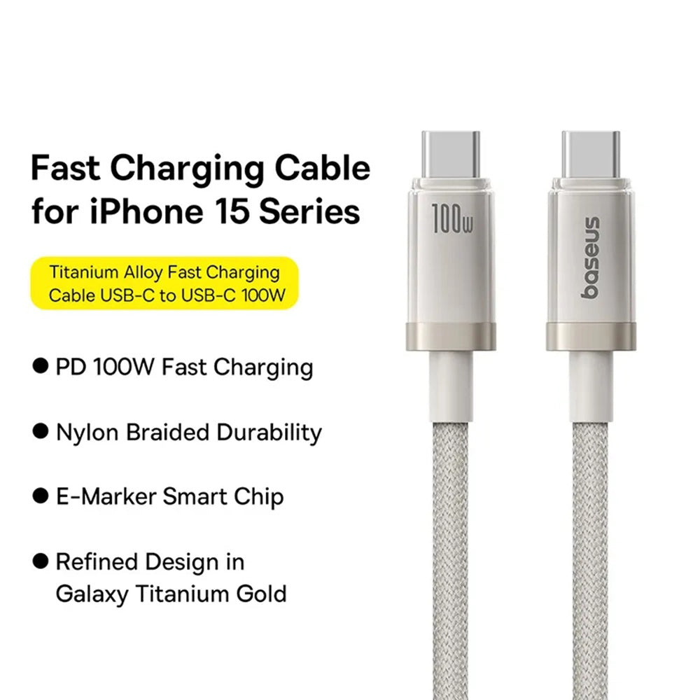 Kabel za podatke i punjenje USB-C - USB-C Baseus Titanium, 100W, 1m, Srebrni P10378100G21-00