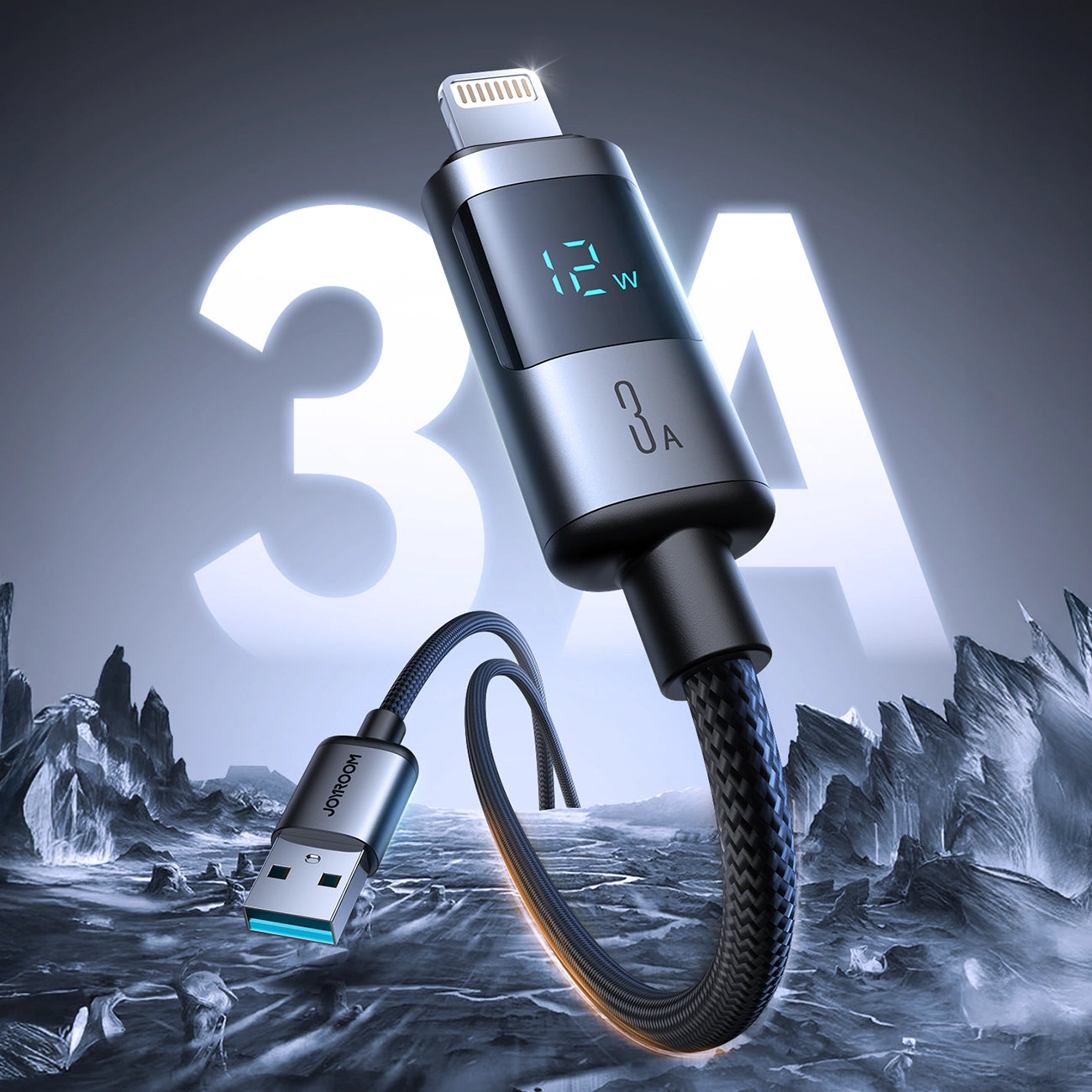 Kabel za podatke i punjenje USB-A - Lightning Joyroom S-A16 Pro Prism Display, 12W, 1.2m, Crni