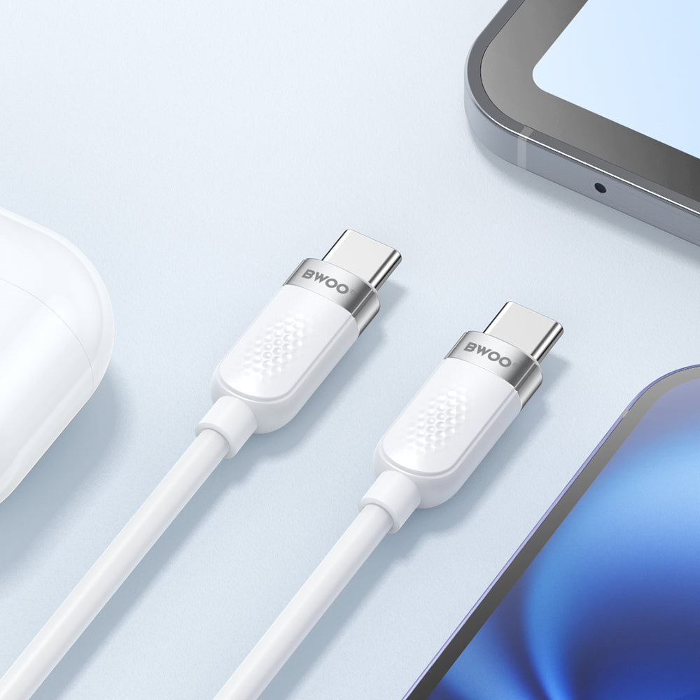 Kabel za podatke i punjenje USB-C - USB-C BWOO BO-X315C, 100W, 1m, Bijeli