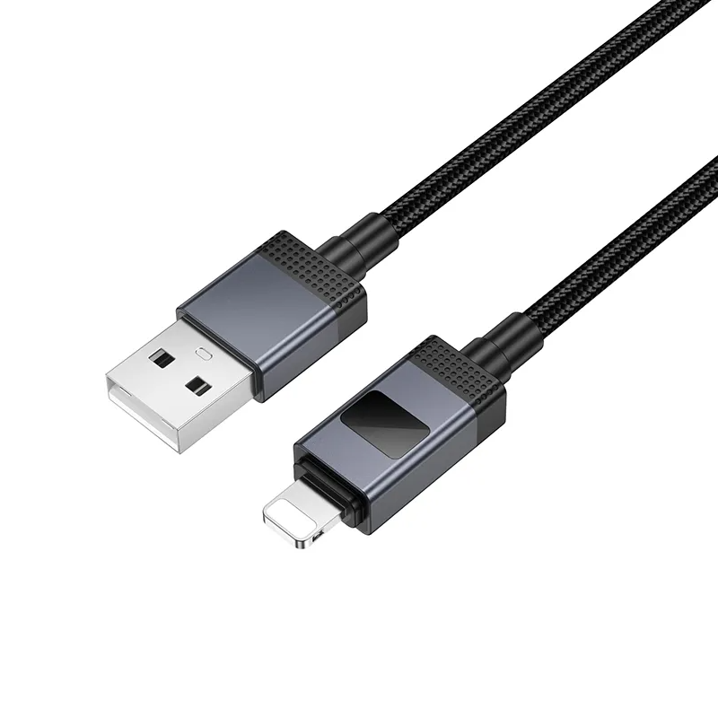 Kabel za prijenos podataka i punjenje USB-A - Lightning HOCO X118 Display, 12W, 1m, Crni