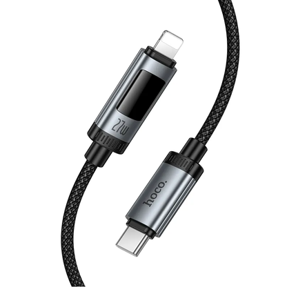Kabel za prijenos podataka i punjenje USB-C - Lightning HOCO Display U148, 27W, 1.2m, Crni