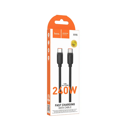 Kabel za podatke i punjenje USB-C - USB-C HOCO X115, 240W, 1m, Crni