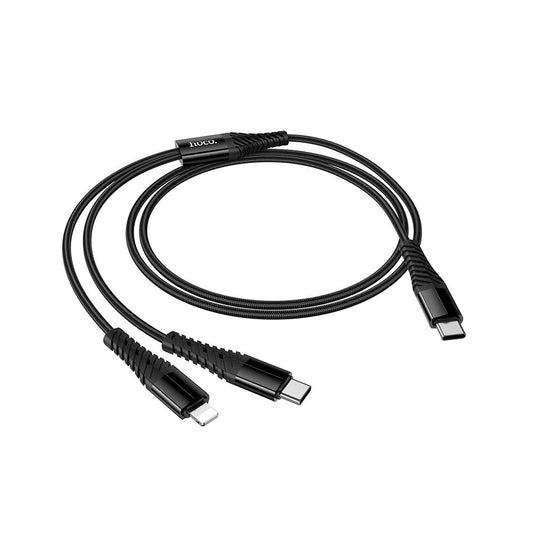 Kabel za punjenje USB-C - Lightning / USB-C HOCO X123, 10W, 1m, Crni