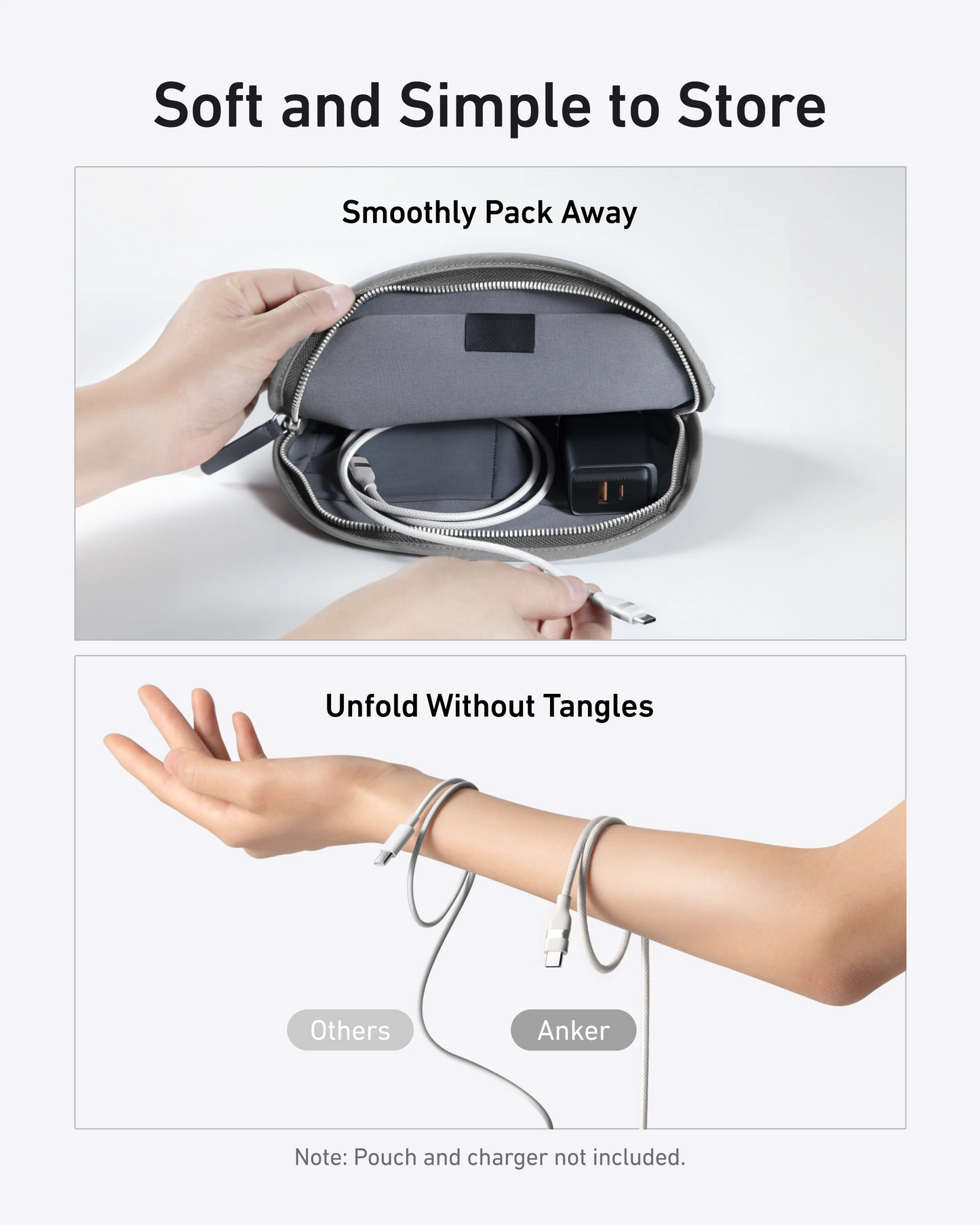 Kabel za prijenos podataka i punjenje USB-C - USB-C Anker, 240W, 1.8m, Bijeli A82E2H22