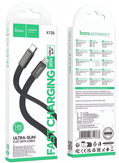 Kabel za podatke i punjenje USB-C - Lightning HOCO X125, 30W, 1m, Crni