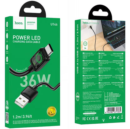 Kabel za podatke i punjenje USB-A - USB-C HOCO U146, 36W, 1.2m, Crni