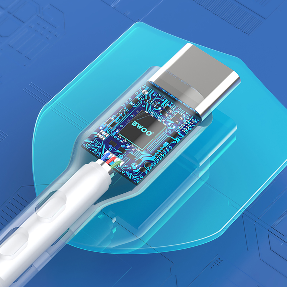 Kabel za podatke i punjenje USB-A - USB-C BWOO X172C, 60W, 1m, Bijeli
