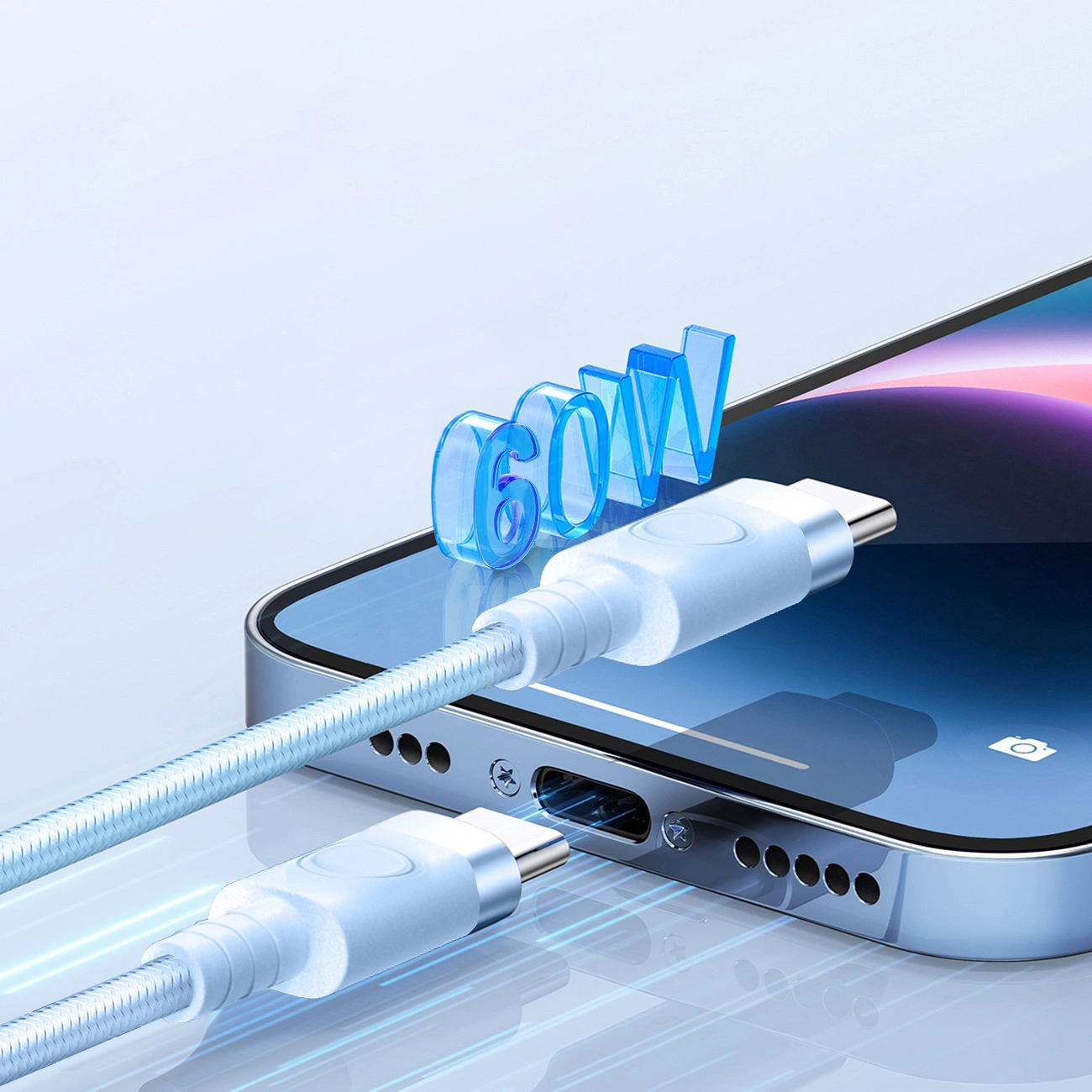 Kabel za prijenos podataka i punjenje USB-C - USB-C Orico CDX, 60W, 1m, Plavi