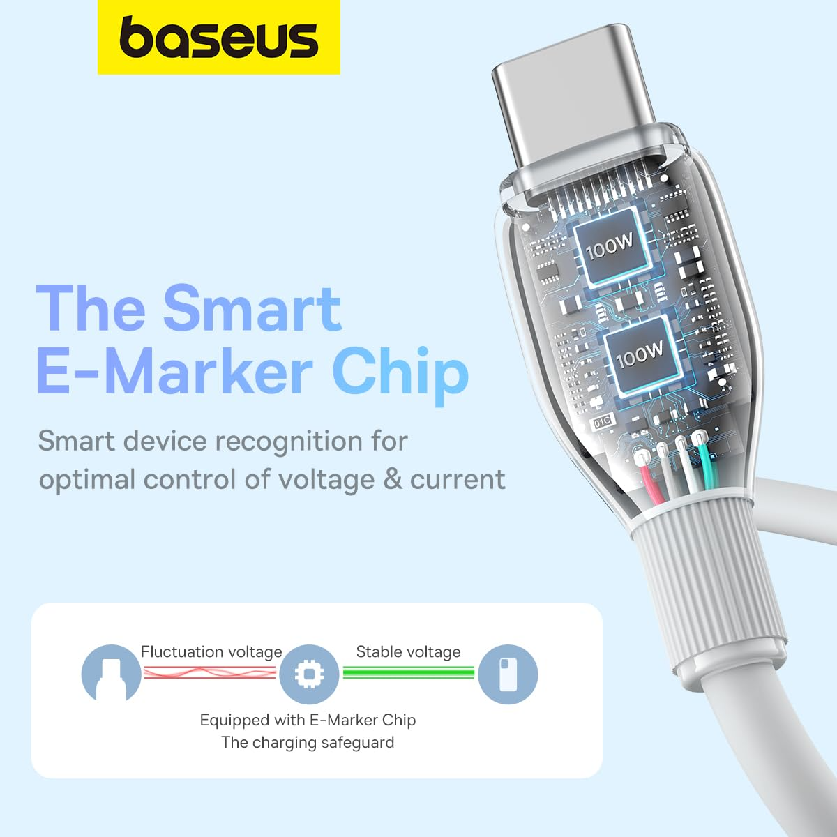 Kabel za Prijenos Podataka i Punjenje USB-C - USB-C Baseus Pudding, 100W, 1.2m, Bijeli P10355702221-00