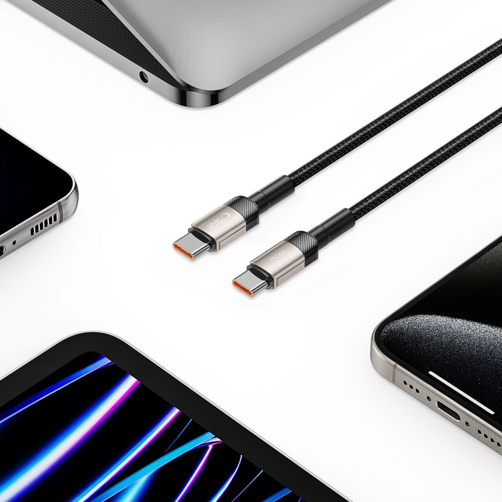 USB-C - USB-C kabel za prijenos podataka i punjenje Tech-Protect Ultraboost EVO, 100W, 1m, Srebrni