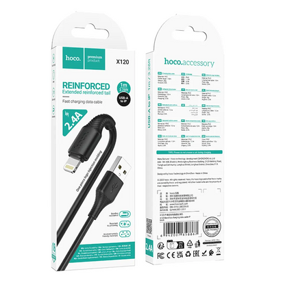 USB-A - Lightning HOCO X120 kabel za prijenos podataka i punjenje, 18W, 1m, Crni