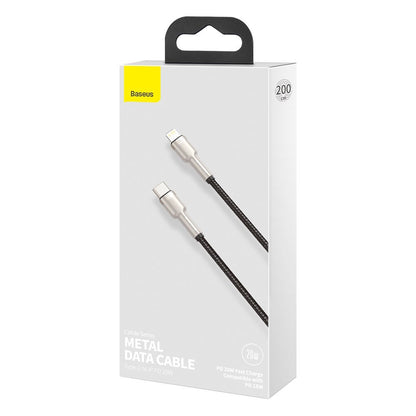 Kabel za podatke i punjenje USB-C - Lightning Baseus Cafule Metal Series, 20W, 2m, Crni CATLJK-B01