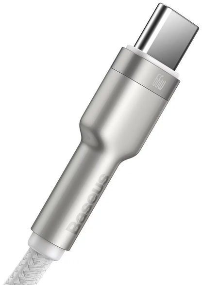 Kabel za Prijenos Podataka i Punjenje USB-A - USB-C Baseus Cafule Metal Series, 66W, 1m, Bijeli CAKF000102