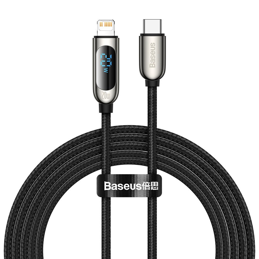 Kabel za Prijenos Podataka i Punjenje USB-C - Lightning Baseus Display Fast Charging, 20W, 2m, Crni CATLSK-A01