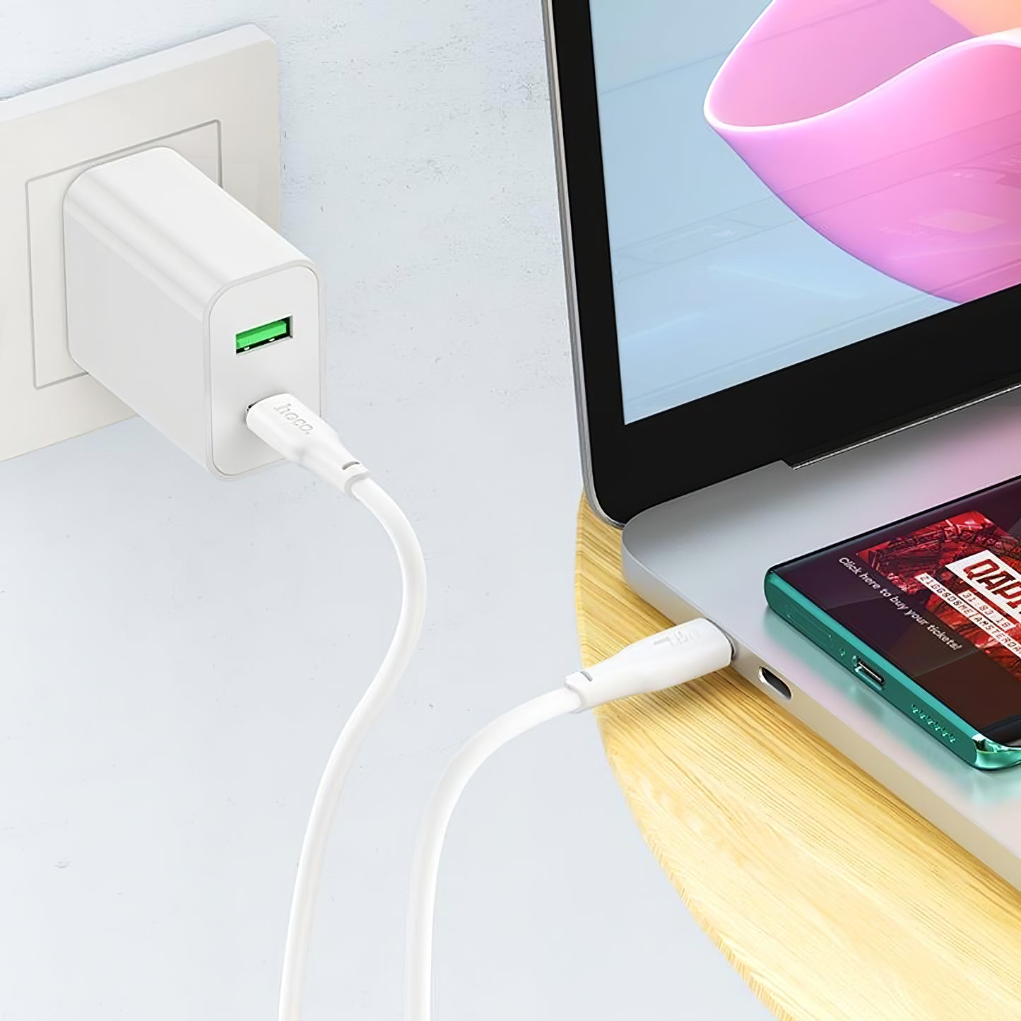 Kabel za Prijenos Podataka i Punjenje USB-C - USB-C HOCO X93, 240W, 1m, Bijeli