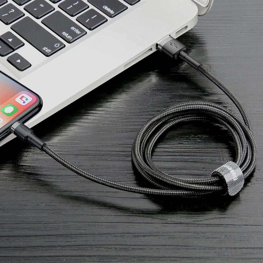 Kabel za Prijenos Podataka i Punjenje USB-A - Lightning Baseus Cafule, 18W, 0.5m, Sivi CALKLF-AG1