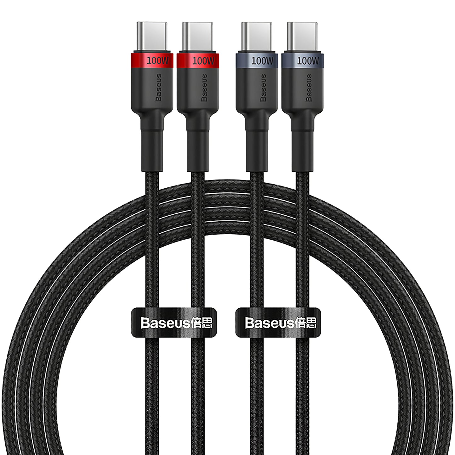 Kabel za Prijenos Podataka i Punjenje USB-C - USB-C Baseus Cafule, 100W, 2m, Crveni, Set od 2 komada