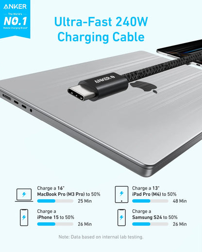 Kabel za podatke i punjenje USB-C - USB-C Anker Zolo, 240W, 1m, Crni A8060H11