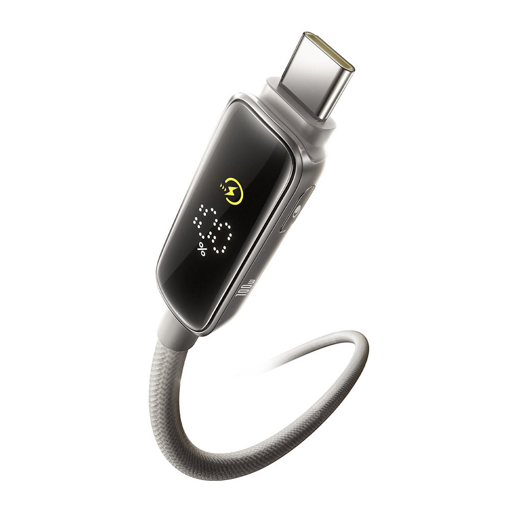 Kabel za prijenos podataka i punjenje USB-C - USB-C Baseus Vipow Display, 100W, 1m, Sivi P10381802851-00