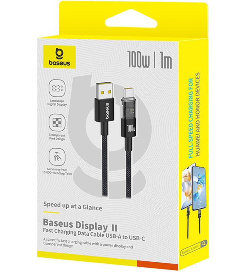 Kabel za podatke i punjenje USB-A - USB-C Baseus Display 2, 100W, 1m, Crni P10382701121-00