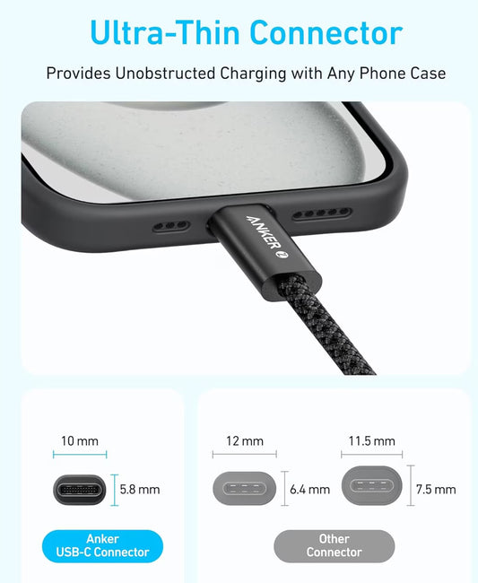 Kabel za podatke i punjenje USB-C - USB-C Anker Zolo, 240W, 1m, Bijeli A8060H21