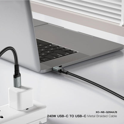 Kabel za podatke i punjenje USB-C - USB-C XO Design NB-Q264A, 240W, 1m, Crni