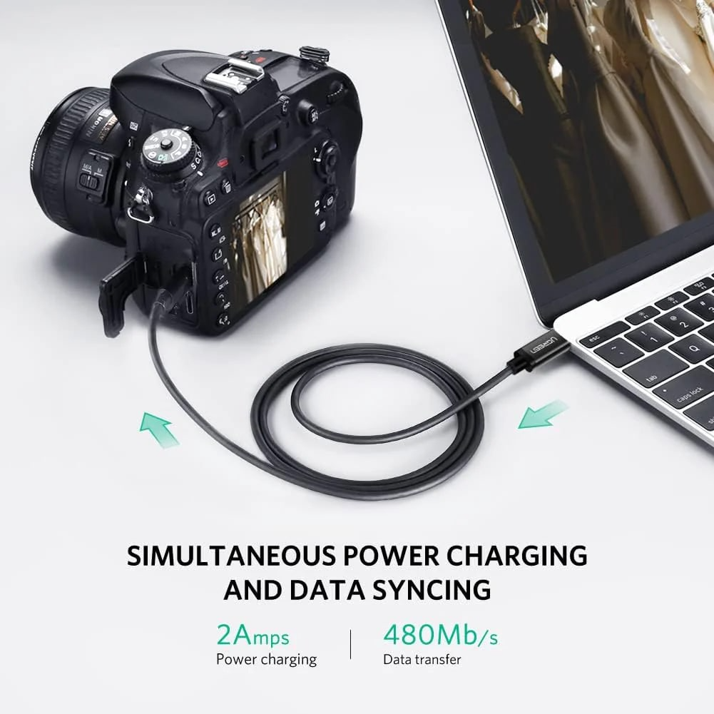 Kabel za podatke i punjenje USB-C - miniUSB UGREEN US242, 18W, 1m, Crni