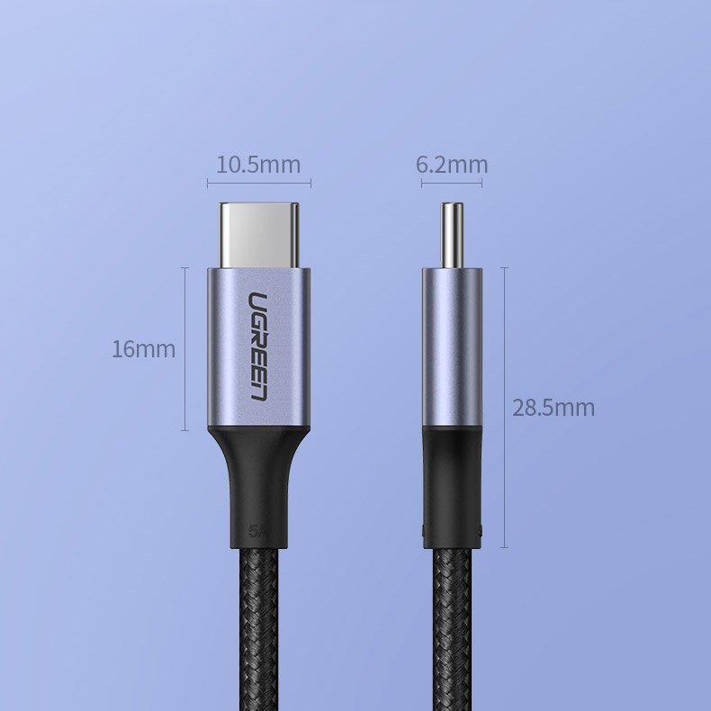 Kabel za Prijenos Podataka i Punjenje USB-C - USB-C UGREEN US316, 100W, 1m, Sivi