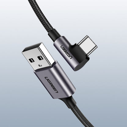 Kabel za Prijenos Podataka i Punjenje USB-A - USB-C UGREEN US284 Angled, 60W, 1m, Sivi