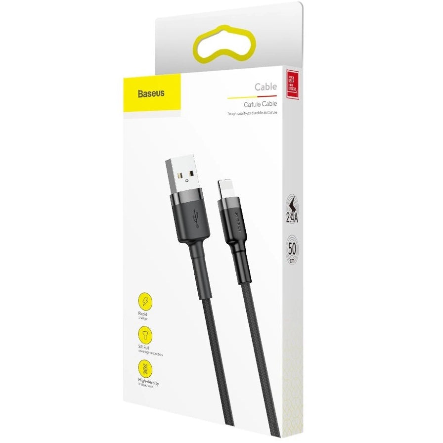Kabel za Prijenos Podataka i Punjenje USB-A - Lightning Baseus Cafule, 18W, 0.5m, Sivi CALKLF-AG1