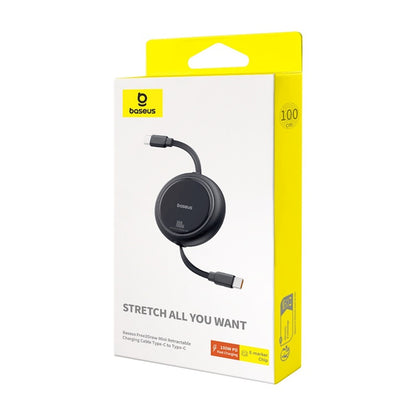 Kabel za Prijenos Podataka i Punjenje USB-C - USB-C Baseus Free2Draw Mini Povlačni, 100W, 1m, Crni P10364500111-00