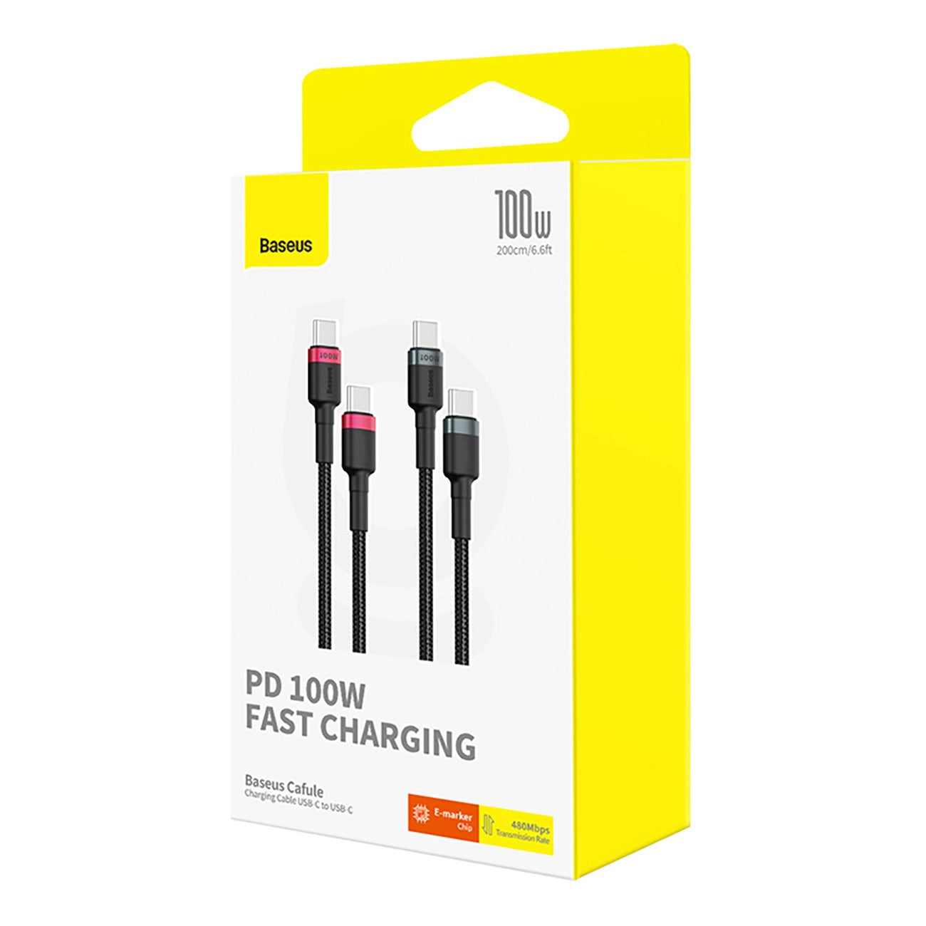 Kabel za Prijenos Podataka i Punjenje USB-C - USB-C Baseus Cafule, 100W, 2m, Crveni, Set od 2 komada