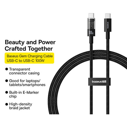 Kabel za prijenos podataka i punjenje USB-C - USB-C Baseus Gem, 100W, 1m, Crni P10373000111-00