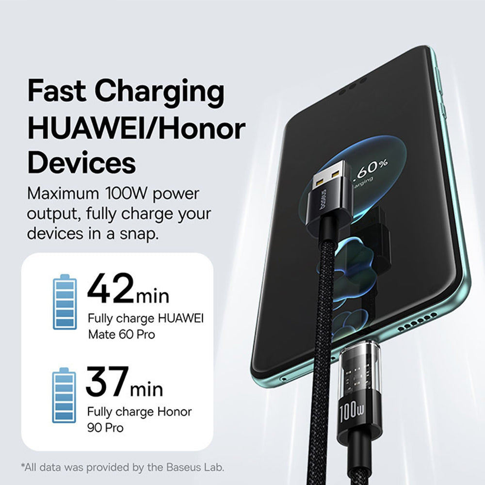 Kabel za prijenos podataka i punjenje USB-A - USB-C Baseus Gem, 100W, 2m, Crni P10373002111-01