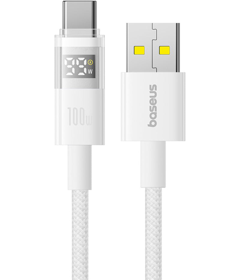 Kabel za podatke i punjenje USB-A - USB-C Baseus Display 2, 100W, 2m, Bijeli P10382701211-01