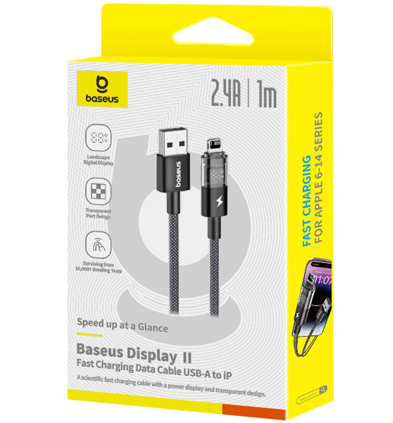 Kabel za podatke i punjenje USB-A - Lightning Baseus Display 2, 18W, 1m, Crni P10382700121-00