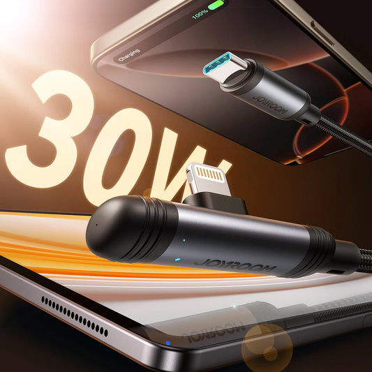 Kabel za prijenos podataka i punjenje USB-C - Lightning Joyroom S-A56 EnjoyX Angled, 30W, 1.2m, Crni