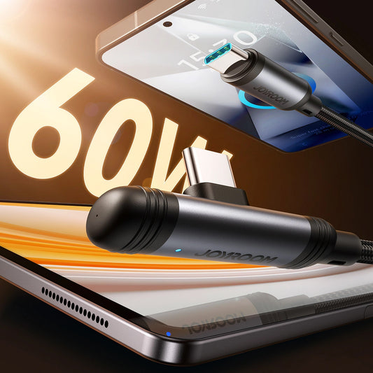 Kabel za prijenos podataka i punjenje USB-C - USB-C Joyroom S-A56 EnjoyX Angled, 60W, 1.2m, Crni