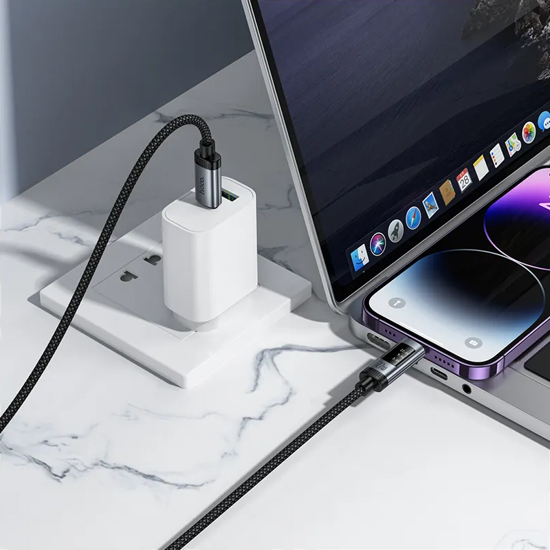 Kabel za prijenos podataka i punjenje USB-C - Lightning HOCO Display U148, 27W, 1.2m, Crni