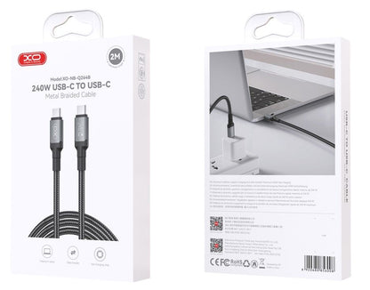 Kabel za podatke i punjenje USB-C - USB-C XO Design NB-Q264B, 240W, 2m, Crni
