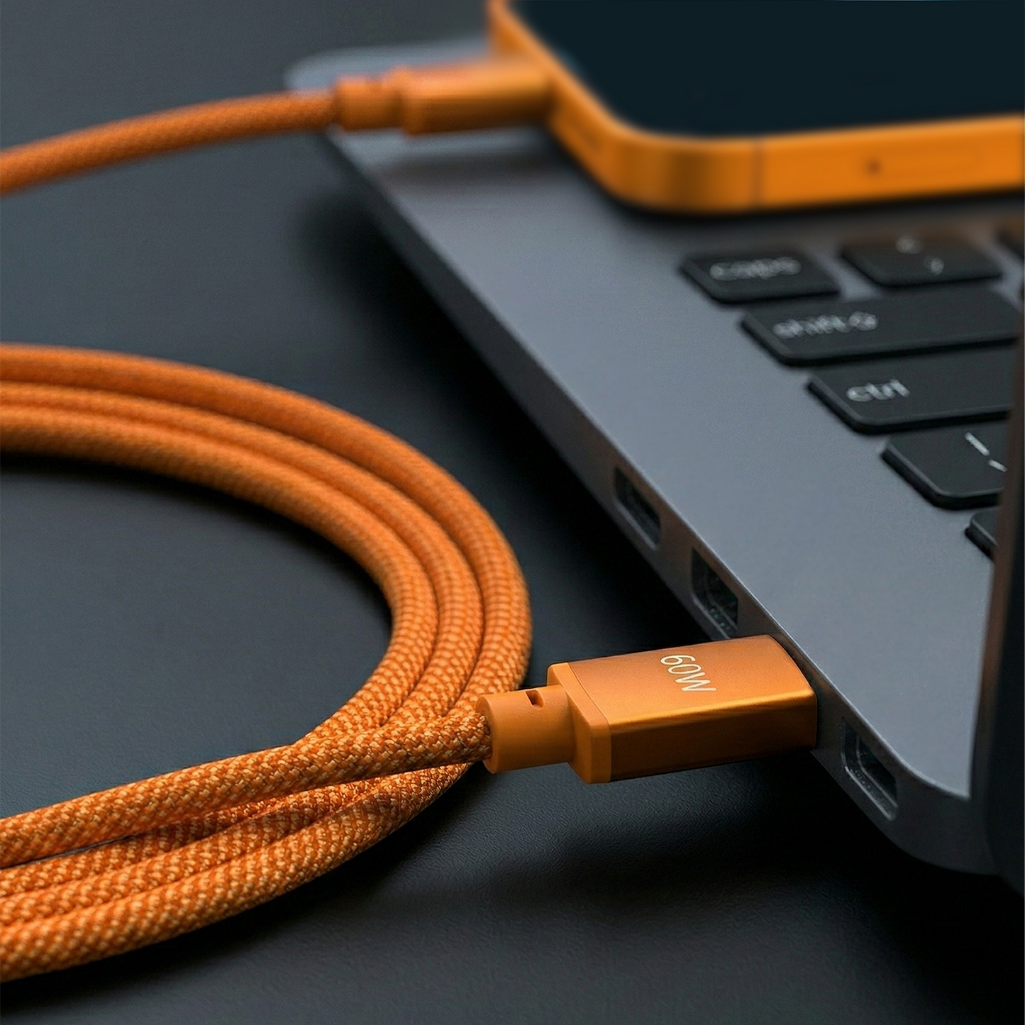 USB-C kabel za prijenos podataka i punjenje - USB-C Forever Saffron, 60W, 1m, Narančasta