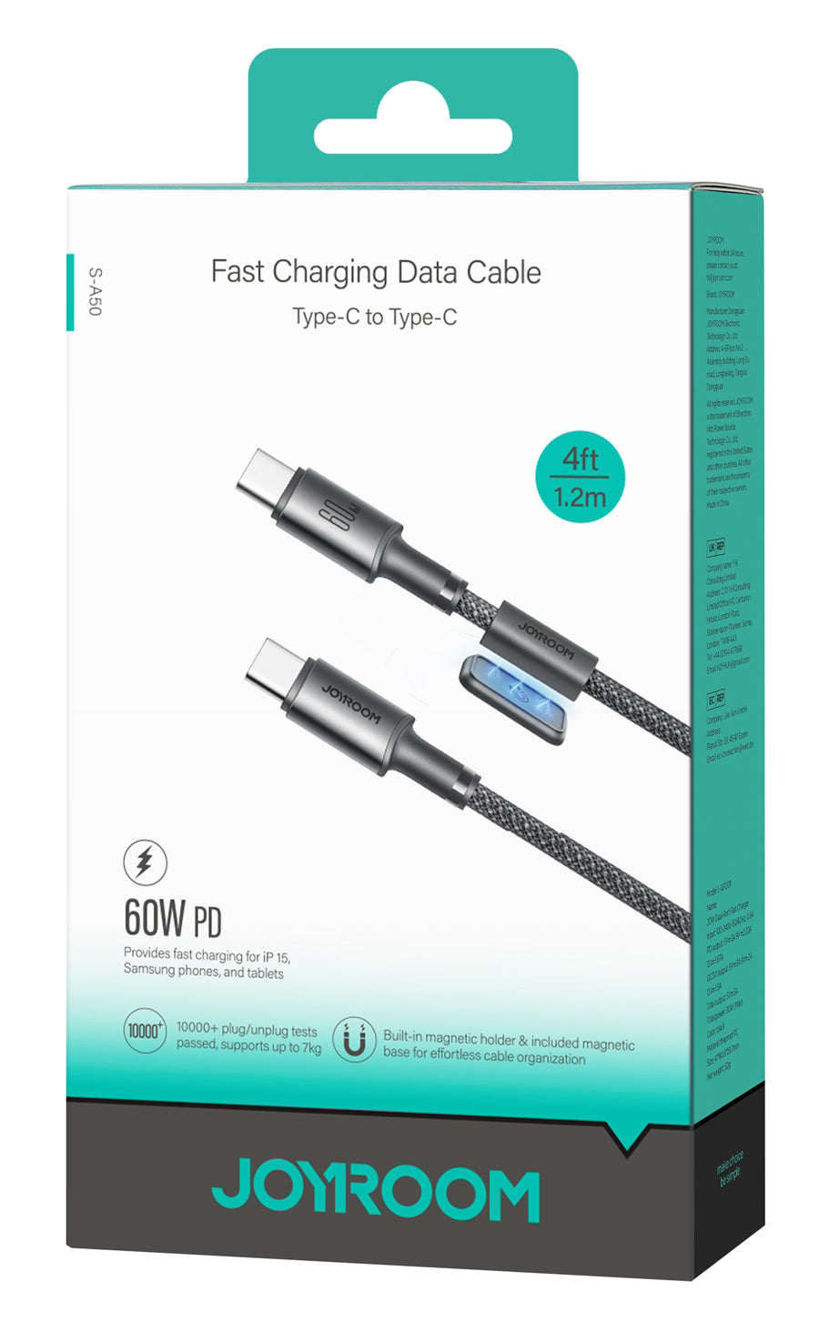 Kabel za podatke i punjenje USB-C - USB-C Joyroom S-A50, 60W, 1.2m, Siva