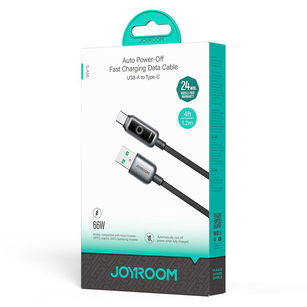 Kabel za podatke i punjenje USB-A - USB-C Joyroom S-A55 StarFlight Display, 66W, 1.2m, Crni