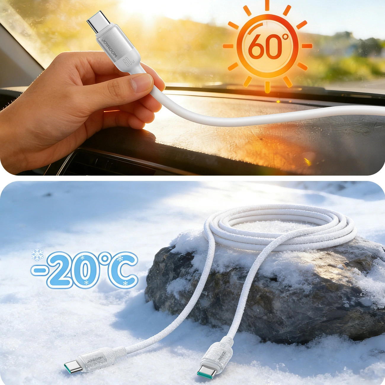 USB-C - USB-C kabel za prijenos podataka i punjenje Joyroom S-A62 Lively, 60W, 1.2m, Bijela
