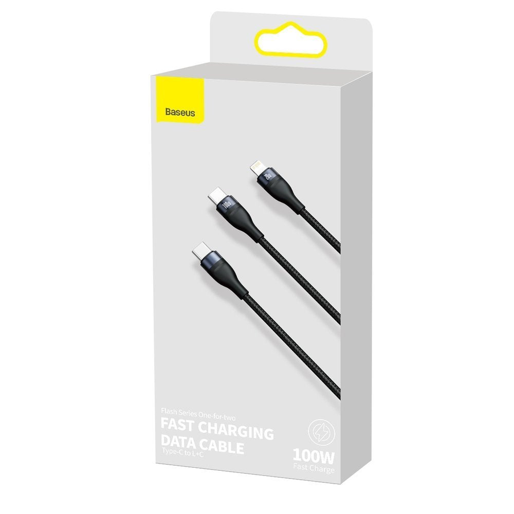 Kabel za podatke i punjenje USB-C - Lightning / USB-C Baseus Flash Series 2in1, 100W, 1.2m, Crni CA1T2-F01