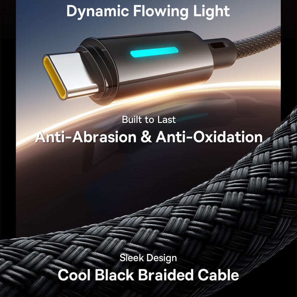 Kabel za podatke i punjenje USB-A - USB-C Baseus Lit Button Control, 100W, 2m, Crni P10379002121-01
