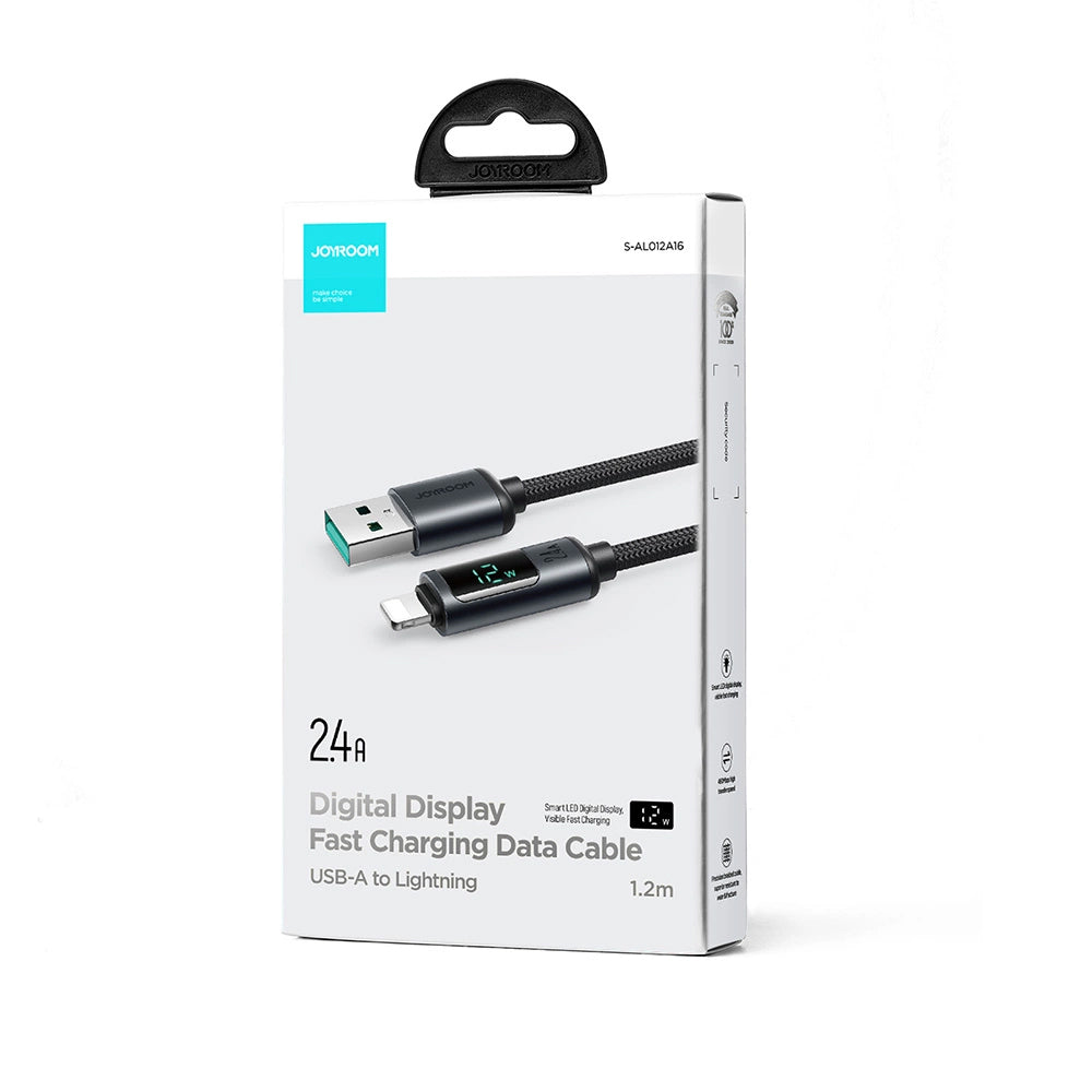 Kabel za prijenos podataka i punjenje USB-A - Lightning Joyroom S-A16 Prism Display, 12W, 1.2m, Crni