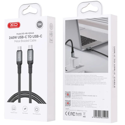 Kabel za podatke i punjenje USB-C - USB-C XO Design NB-Q264A, 240W, 1m, Crni