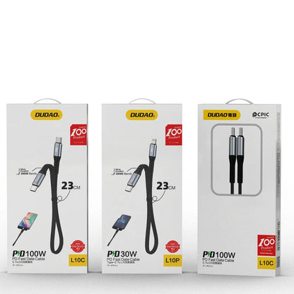 Kabel za podatke i punjenje USB-C - USB-C Dudao L10C, 100W, 0.23m, Crni